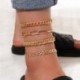 Fém szín: 50430 - 5 db/készlet Új Vintage Simple Gold Color Link Lánc Bokaláncok Női Lányok Bohém láb Bokalánc