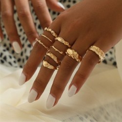 Fő kő színe: 15878 - 9db/szett Bohemian Vintage arany színű szívgyűrű szett nőknek Personality Design Ring Party