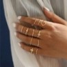 Fő kő színe: R00082 - 9db/szett Bohemian Vintage arany színű szívgyűrű szett nőknek Personality Design Ring Party