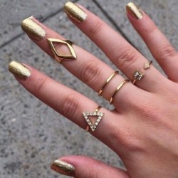 Fő kő színe: 14607 - 9db/szett Bohemian Vintage arany színű szívgyűrű szett nőknek Personality Design Ring Party