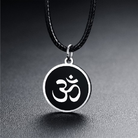 Fém szín: 43608 - 2022 új divat ezüst színű rozsdamentes acél AUM OM Ohm hindu buddhista hinduizmus jóga medál