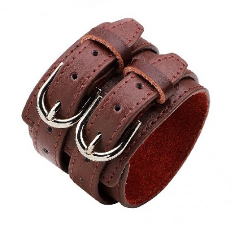 Fém szín: 80833 - Divat férfi valódi bőr karkötő nagy széles férfi karkötő kiváló minőségű csattal állítható
