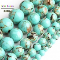 Cikk átmérője: 4mm 92db gyöngy - Green Shell Howlite kőből készült kerek, laza gyöngyök ékszerkészítéshez 15