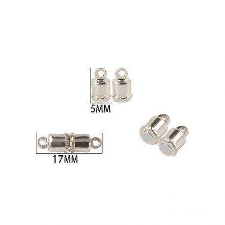 Szín: (5x17mm) 5szett - Rozsdamentes acél erős mágneses kapcsok bőr zsinór karkötő nyaklánc mágneses végcsat