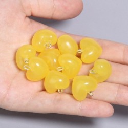 Fém színe: sárga - 10db színes szív alakú cukorka színű varázslatok aranyos gyanta akril medálok fülbevalóhoz