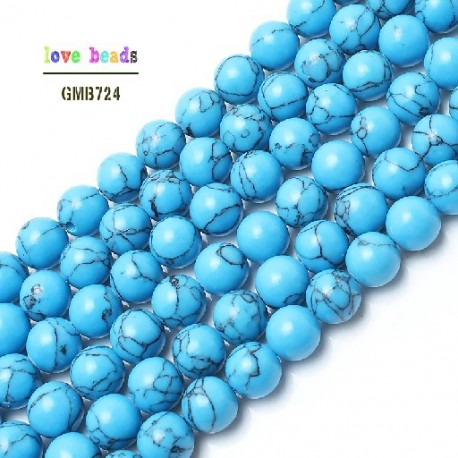 Cikk átmérője: 6mm 63db gyöngy - Sötétkék türkiz kerek gyöngyök 15,5&quot  Pick méret 4 6 8 10 12 mm