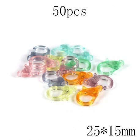 Szín: 25x15mm 50db - Többszínű vegyes homár kapcsok melltűk horgok golyós láncok kulcstartók barkácsoláshoz