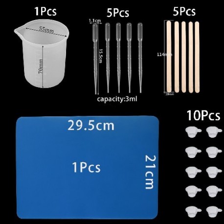 Szín: Set09 20Db - 1 Készlet barkácsolt gyantaforma szerszám műanyag eldobható poharak Kanalak adagoló UV epoxigyanta