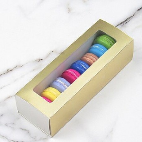 Szín: arany S - 25 db Macaroon süti tortadoboz átlátszó ablak esküvői ajándék családi gyerekeknek születésnapi parti