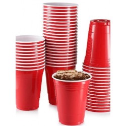 Piros szín - 16 oz eldobható poharak 50 csomag piros kék sárga zöld és étkészlet kellékek fekete műanyag pohár