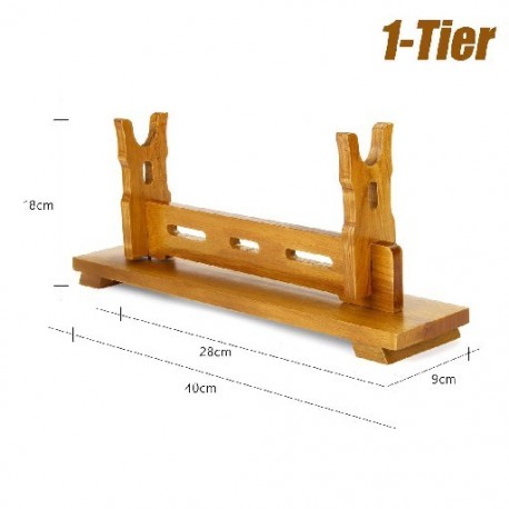 Szín: 1 szint - 1/2/3/4 Tier tömör fa Katana szamuráj kard tartó kijelzőállvány akasztó Vintage lakberendezési fa