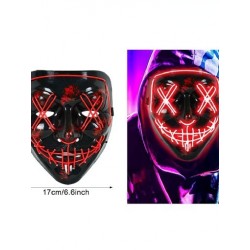 Piros szín - LED Halloween maszk Világító fény a sötétben Szempillaspirál Party Neonfény Maszk jelmez Cosplay Maszkok