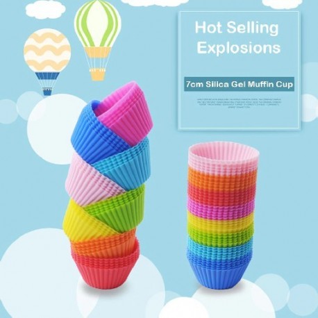 Szín: 12db Vegyes szín - 12db/Szett Szilikon tortaforma Kerek formájú muffin cupcake sütőformák Konyha dekorációs