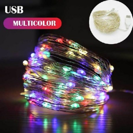 Szín: USB szín - 2/5/10/20M Fairy Lights akkumulátor USB rézhuzal LED-füzér beltéri kültéri dekoráció karácsonyi