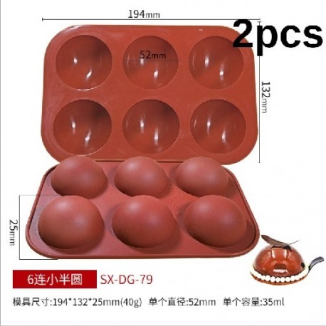 Szín: 6 lyuk Kicsi 2db - Szilikon forma szilikon tepsi péksütemény formákhoz Bakeware gömb golyós forma szilikon