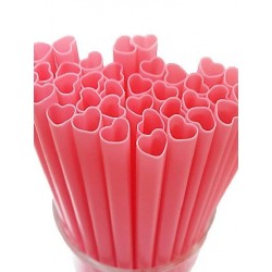 Szín: rózsaszín - 100 DB szív alakú szívószál egyedileg eldobható születésnapi bulikhoz esküvőkhöz és esküvői