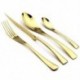 Fekete szín - 24 db Fényes fekete étkészlet evőeszköz készlet rozsdamentes acél Sharp steak ezüst edénykészlet