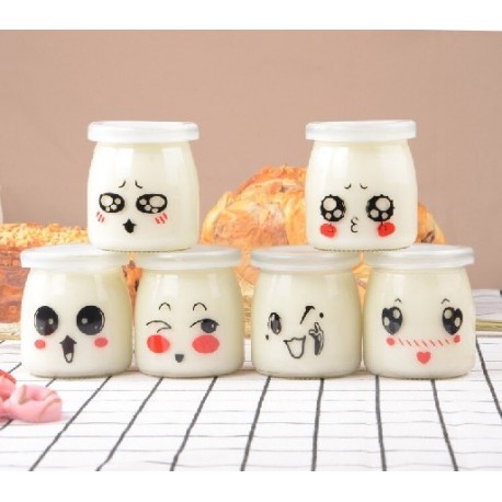 Szín: 12db 200ml random - 6/12 Buah 200 ml Botol Puding Roti Kaca Toko Lucu Tahan Panas Rumah Toko Joghurt Wadah Cangkir Susu