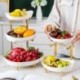 Szín: 3 rétegű fehér - Nordik Ruang Tamu Keramik Piring Buah Multi-lapisan Hidangan Buah Mangkuk Buah Kreatif Mewah