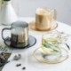 Szín: C - RHE Set Cangkir Kopi Kaca 260Ml dan Cangkir Kopi Set Cangkir Teh Bögre Bir Susu Sarapan Toko Kopi Set Gelas Minum