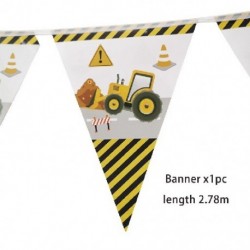Szín: banner A x6db - Kendaraan Konstruksi Dekorasi Pesta Mobil Peralatan Makan Sekali Pakai untuk Anak-anak Ulang Tahun Anak