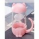 Szín: Pink Cat - 280 ml Cangkir Teh Kaca Anjing és Kucing Lucu dengan Saringan Infuser Ikan Gelas Kantor Hadiah Baru Gelas