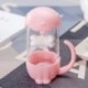 Szín: Pink Dog - 280 ml Cangkir Teh Kaca Anjing és Kucing Lucu dengan Saringan Infuser Ikan Gelas Kantor Hadiah Baru Gelas