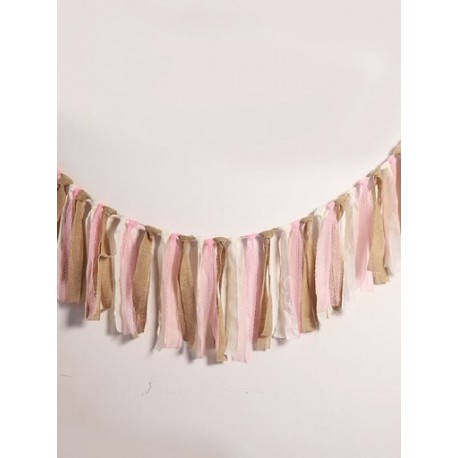 Szín: rózsaszín csipke - 2 m-es Csipke sármány zászlók Banner Szöveg Vintage Jute Rusztikus Hessian Otthon Dec Banner