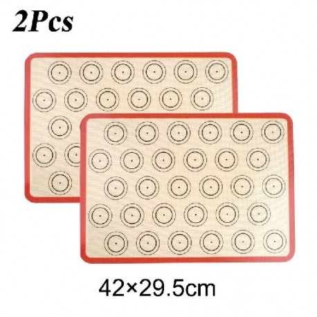 Szín: 2db piros B - 2 db 42x29,5 cm-es szilikon Macaron sütőszőnyeg, tapadásmentes szilikon bélésű tepsi és tekercs
