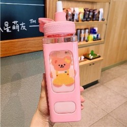 Űrtartalom: 900 ml - Kawaii Bear kulacs lányoknak Aranyos műanyag nyári iskolai italos palack csészékkel BPA mentes 700