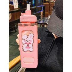 Űrtartalom: 900 ml - Kawaii Bear kulacs lányoknak Aranyos műanyag nyári iskolai italos palack csészékkel BPA mentes 700
