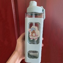 Űrtartalom: 900 ml - Kawaii Bear kulacs lányoknak Aranyos műanyag nyári iskolai italos palack csészékkel BPA mentes 700