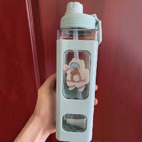 Űrtartalom: 900 ml - Kawaii Bear kulacs lányoknak Aranyos műanyag nyári iskolai italos palack csészékkel BPA mentes 700