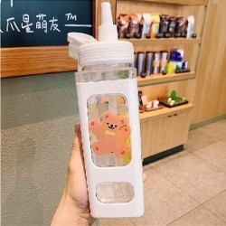 Űrtartalom: 900 ml - Kawaii Bear kulacs lányoknak Aranyos műanyag nyári iskolai italos palack csészékkel BPA mentes 700