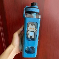 Űrtartalom: 900 ml - Kawaii Bear kulacs lányoknak Aranyos műanyag nyári iskolai italos palack csészékkel BPA mentes 700