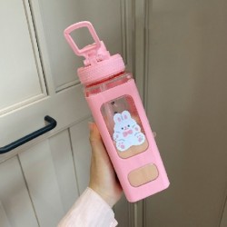 Űrtartalom: 900 ml - Kawaii Bear kulacs lányoknak Aranyos műanyag nyári iskolai italos palack csészékkel BPA mentes 700