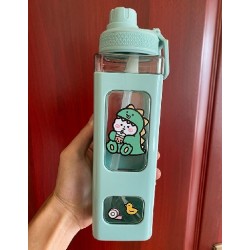 Űrtartalom: 900 ml - Kawaii Bear kulacs lányoknak Aranyos műanyag nyári iskolai italos palack csészékkel BPA mentes 700