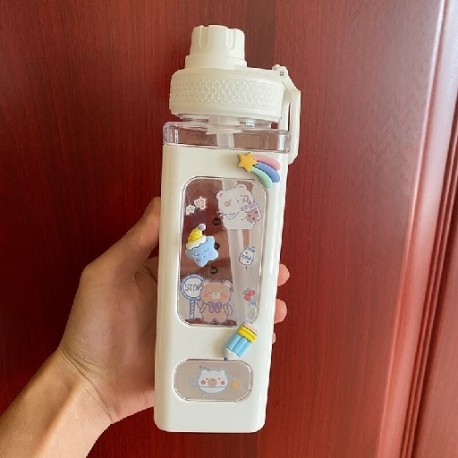 Űrtartalom: 900 ml - Kawaii Bear kulacs lányoknak Aranyos műanyag nyári iskolai italos palack csészékkel BPA mentes 700
