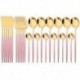 Szín: 24 db Pink Gold - 24 db Rózsaszín arany étkészlet Rozsdamentes acél evőeszköz készlet Kések Villák