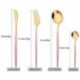 Szín: 24 db Pink Gold - 24 db Rózsaszín arany étkészlet Rozsdamentes acél evőeszköz készlet Kések Villák