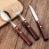 Szín: b-3db - 3db 304 rozsdamentes acél kreatív étkészlet Kreatív fa nyelű kanál készlet kanál steak kés villa kanál