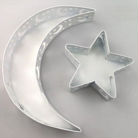 Szín: fehér készlet - 2021 Crescent Moon Srar Eid Ramadan Party Étkezési tálaló étkészlettartó Dekorációs Dísz