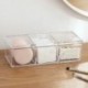 Átlátszó kozmetikai tárolódoboz, háromszínű sminkrendszerező pamut tampon, pamut alátét asztali akril anyagú