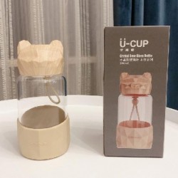 Űrtartalom: 340 ml - 340ml Cute Bear üveg vizes palack BPA mentes átlátszó ajándék kávés üveg túra Sport stílusú