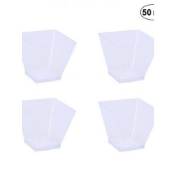 Szín: 50db - 50db 60ml-es eldobható műanyag poharak átlátszó adag zselés joghurt habokhoz desszert sütéshez trapéz