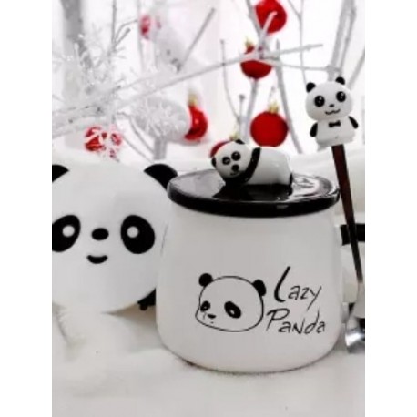 Szín: 1 - Panda bögre kávés reggeli csésze nagy kapacitású vizes pohár tejes csésze kanál kávéscsészével Kreatív