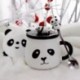 Szín: 2 - Panda bögre kávés reggeli csésze nagy kapacitású vizes pohár tejes csésze kanál kávéscsészével Kreatív