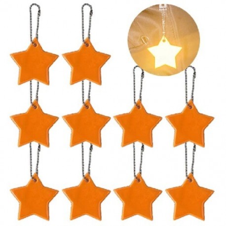 Szín: narancssárga - 10db Gyermekbiztonsági Reflektorok Kulcstartók Stílusos Fényvisszaverő Stars Gear Hátizsákok