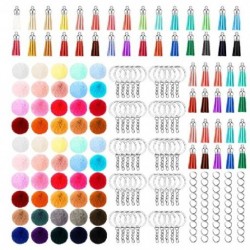 Szín: készlet - 50 db színes Pom Poms labda 50 db nyitott ugrógyűrűvel és 50 db kulcstartóval a táska autós bájos