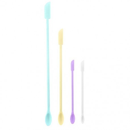 Szín: színes - 4 db 4 mini spatula szilikon smink spatula vékony spatula készlet vékony nyílásokhoz, apró kaparó